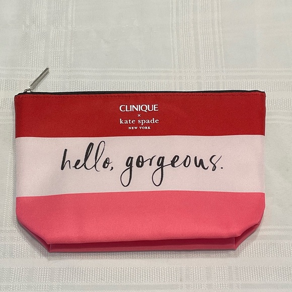 Clinique Handbags - Clinique & Kate Spade New York Red, white and Pink Cosmetic Bag hello, gorgeous.